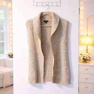 ✨ Eddie Bauer Creamy Oatmeal Open Front Cotton Sweater Vest Size S